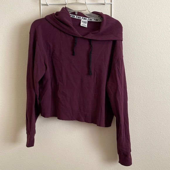 Pink victorias secret waffle knit hood top - Picture 1 of 6